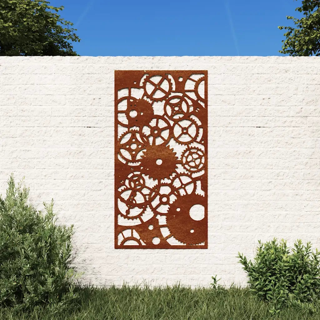 Decorazione Muro Giardino 105x55 cm Ingranaggio Acciaio Corten CFW9105996