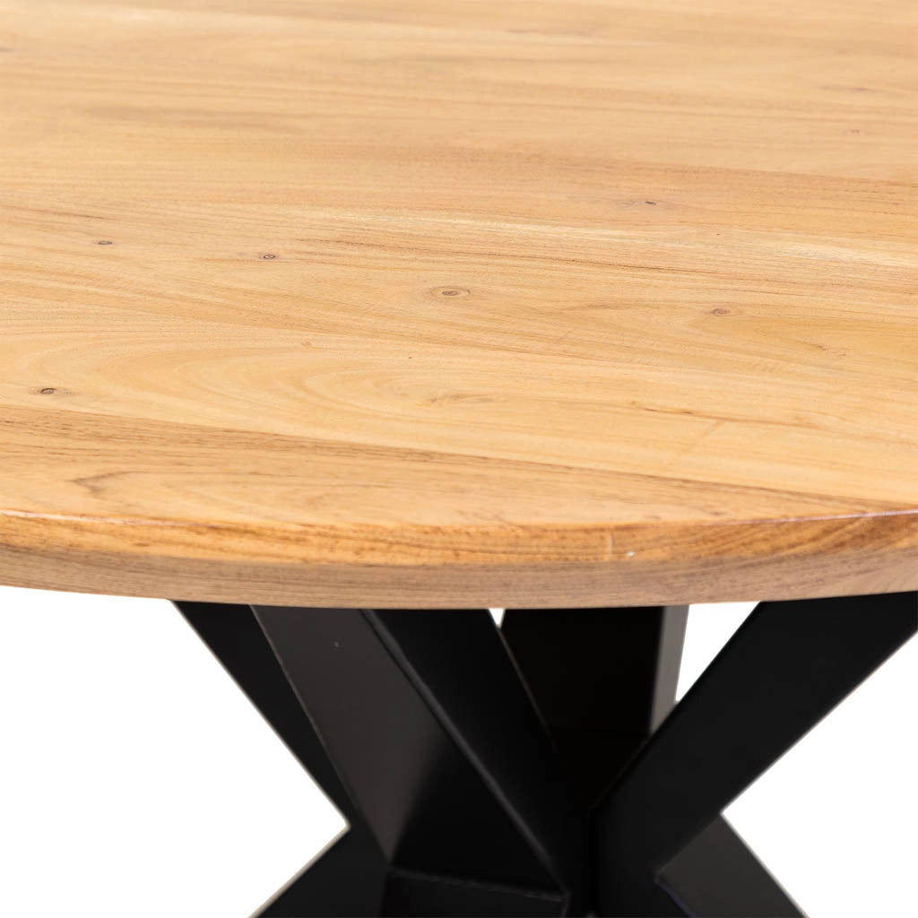 Tavolo da pranzo rotondo in legno di acacia D130x77