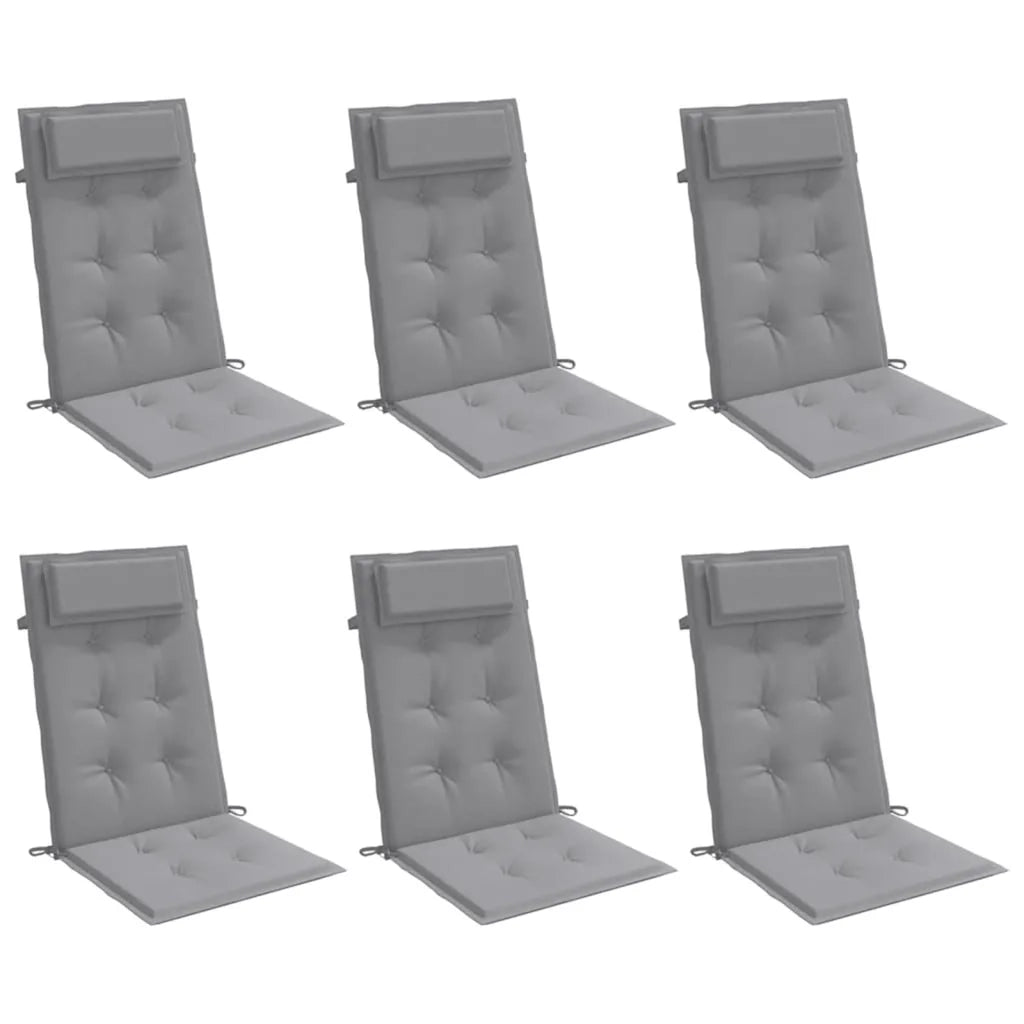 Cuscini per Sedia Schienale Alto 6 pz | Cuscini per sedie Grigio Tessuto Oxford
