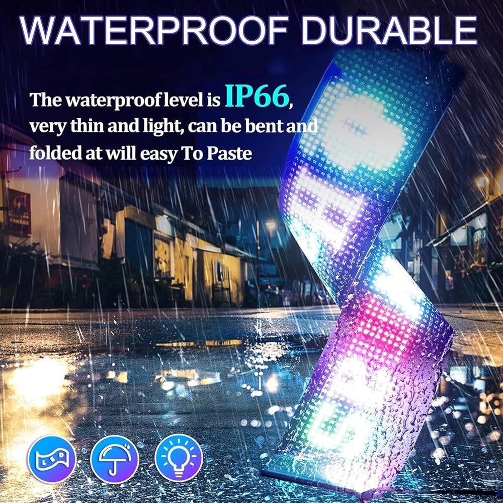 Trade Shop - Insegna A Led Programmabile Controllo App Bluetooth A Scorrimento Usb Pieghevole Auto -