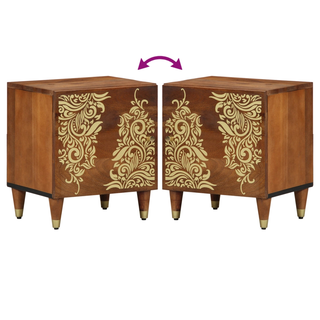 Comodini 2 pcs 40x33x46 cm Legno Massello Mango