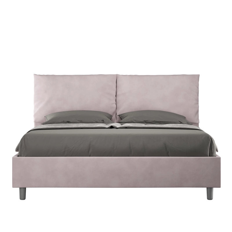 Letto imbottito Letto Matrimoniale alla Francese 150x190 cm Large - Senza rete,Glicine,Microfibra