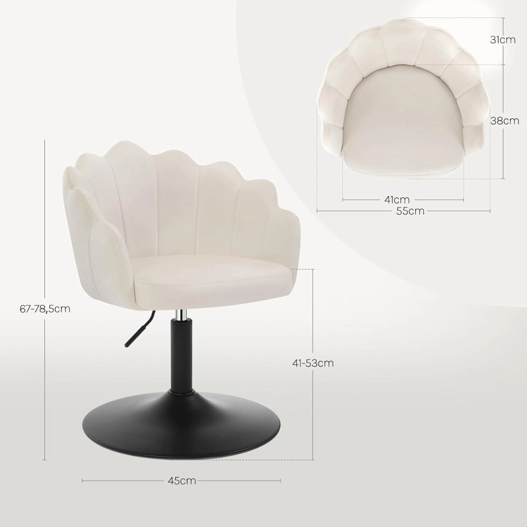 Sedia da Trucco, Poltrona Girevole in Velluto, Regolabile in Altezza per Camera da Letto, Soggiorno, Crema