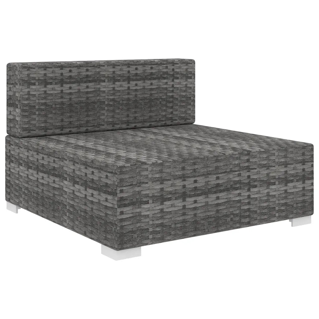 Seduta Centrale Modulare con Cuscini in Polyrattan Grigio