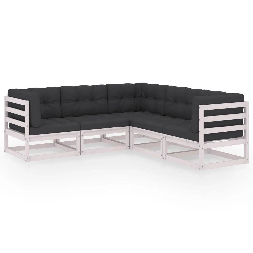 Set Divani da Giardino 5 pz con Cuscini Legno Massello di Pino 3076545