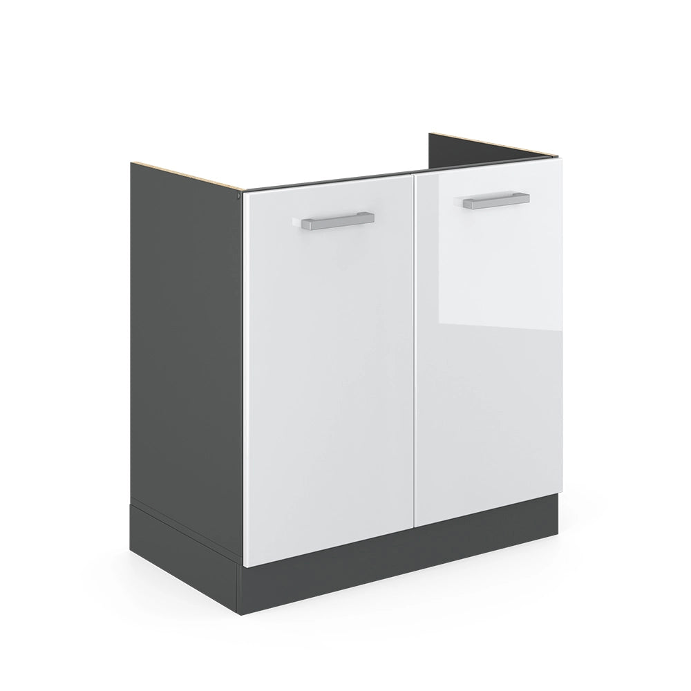 Vicco Mobile lavello cucina Bianco lucido 80 cm senza piano di lavoro