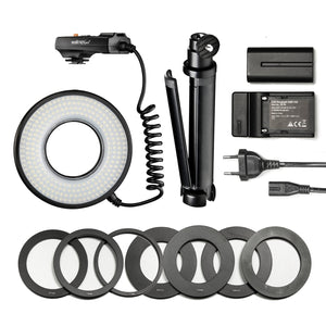 Ring light, Set Luce ad anello e Stativo nano con testa a sfera, per scatti macro 14 W con 232 LED, lampada dimmerabile per foto e video