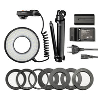 Ring light, Set Luce ad anello e Stativo nano con testa a sfera, per scatti macro 14 W con 232 LED, lampada dimmerabile per foto e video