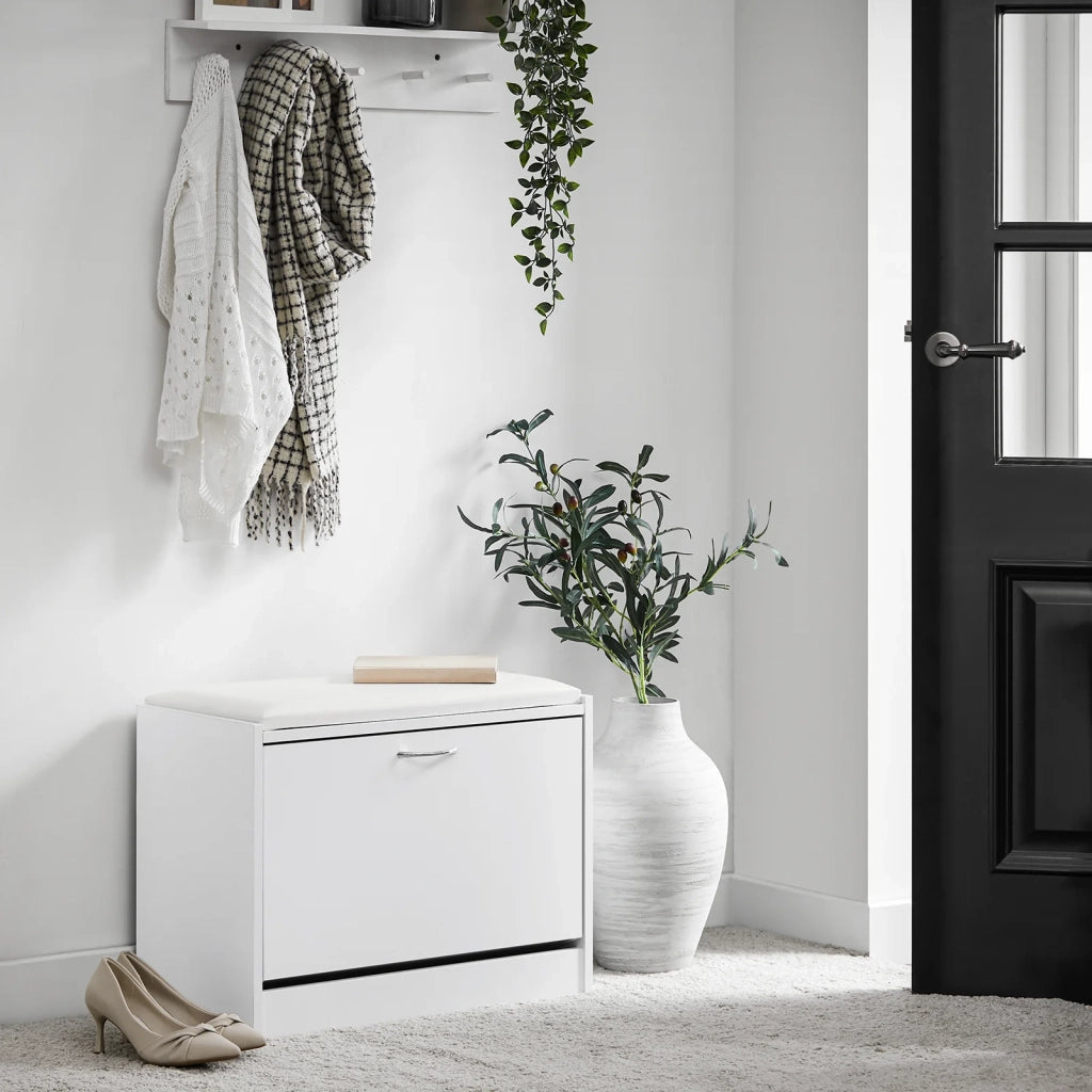 Scarpiera Panca Scarpiera Portascarpe Con Seduta Bianco Profondità30cm FSR16-W