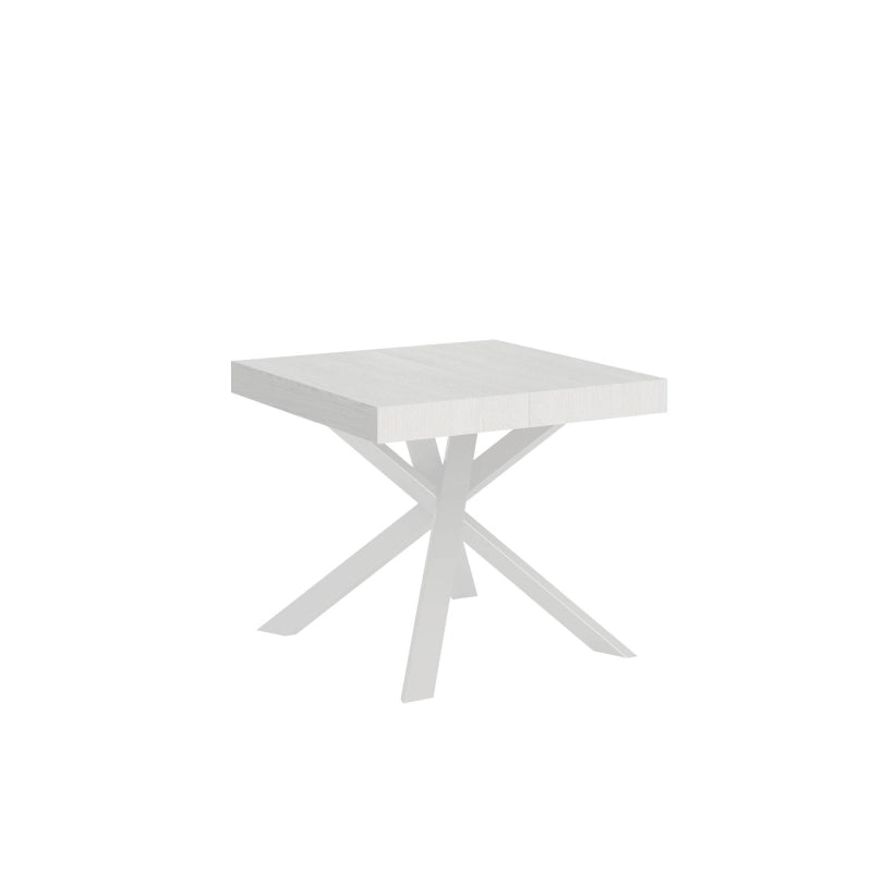 Tavolo allungabile 90x90/194 cm Clerk piano - Gambe Bianche - Bianco Frassino