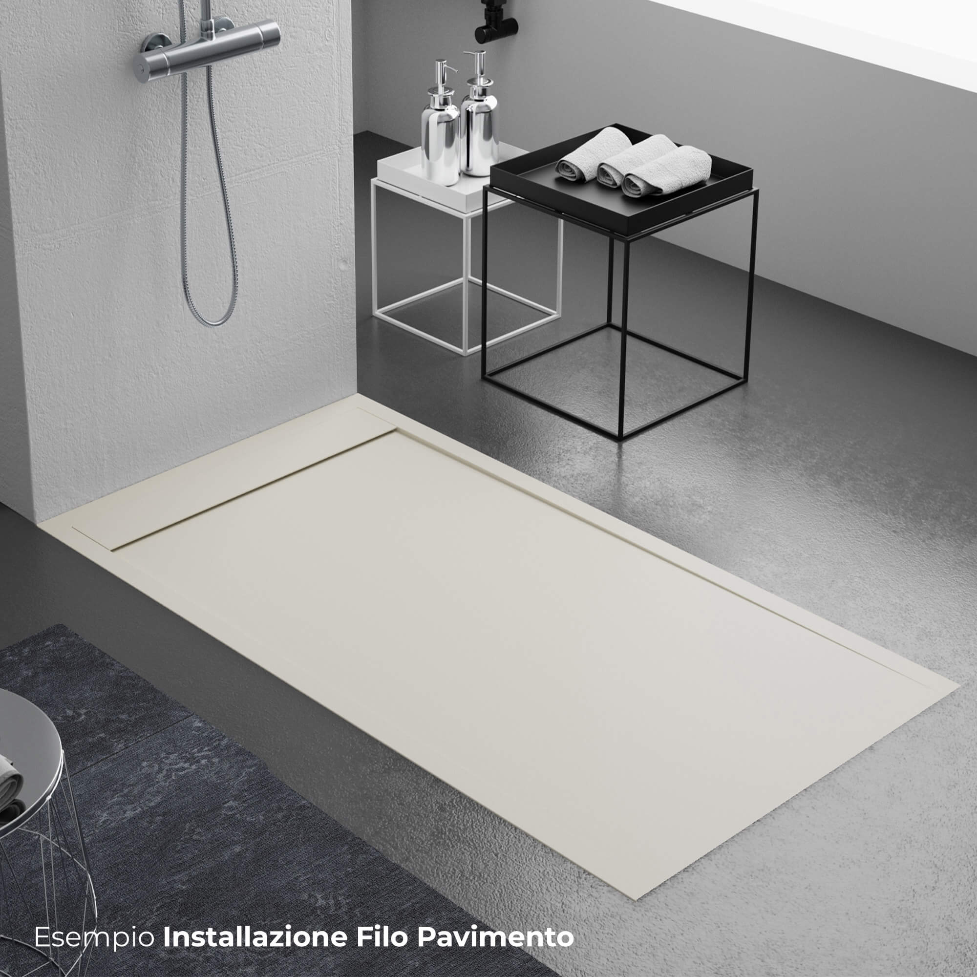 Piatto Doccia 90x190 cm in Pietra Bonussi Kamet Sabbia