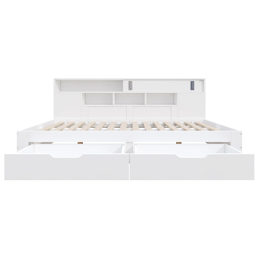 Letto singolo 140x190 cm bianco in MDF; con cassetti e armadi