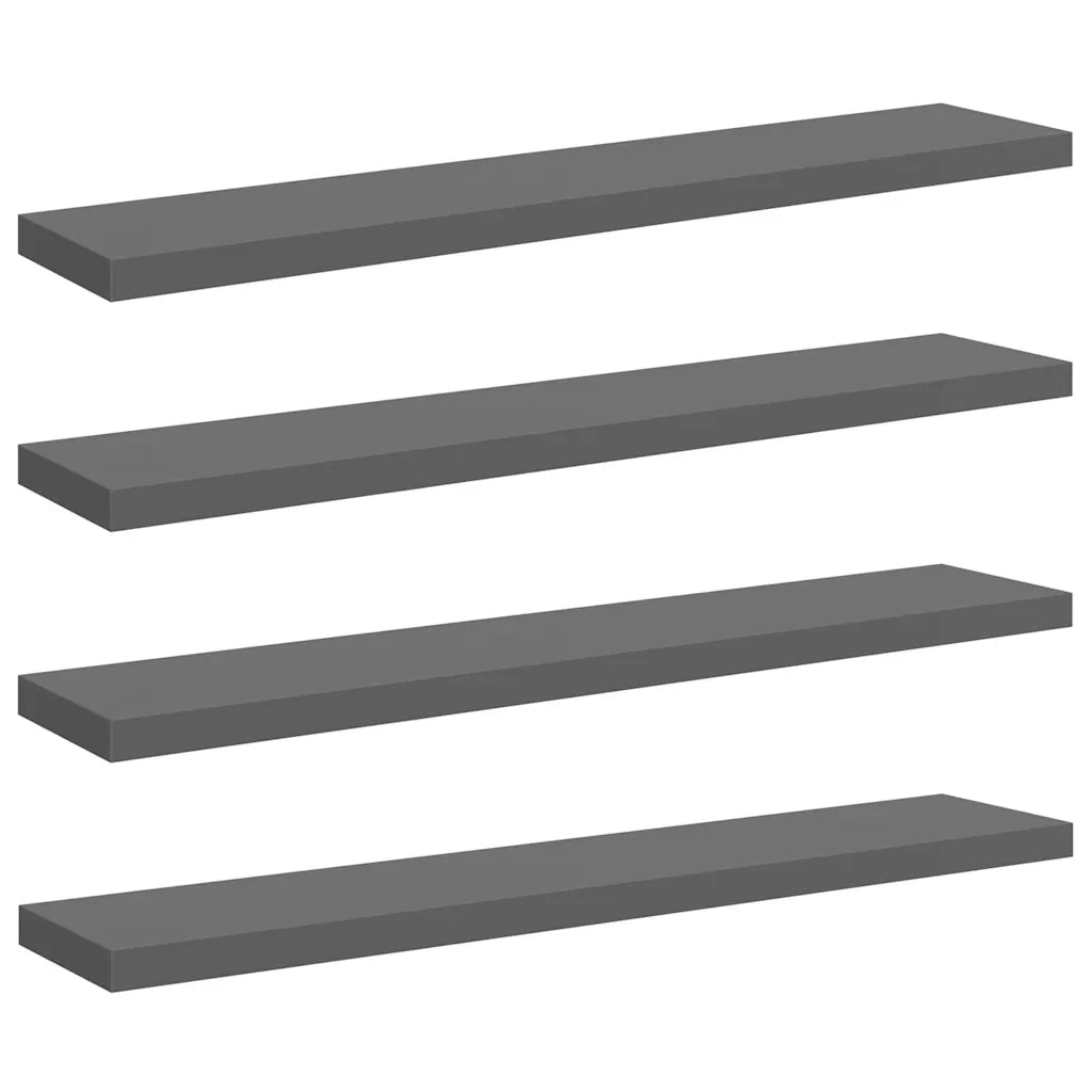 Scaffali a Parete 4 pz Grigio Lucido 120x23,5x3,8 cm in MDF cod mxl 49195