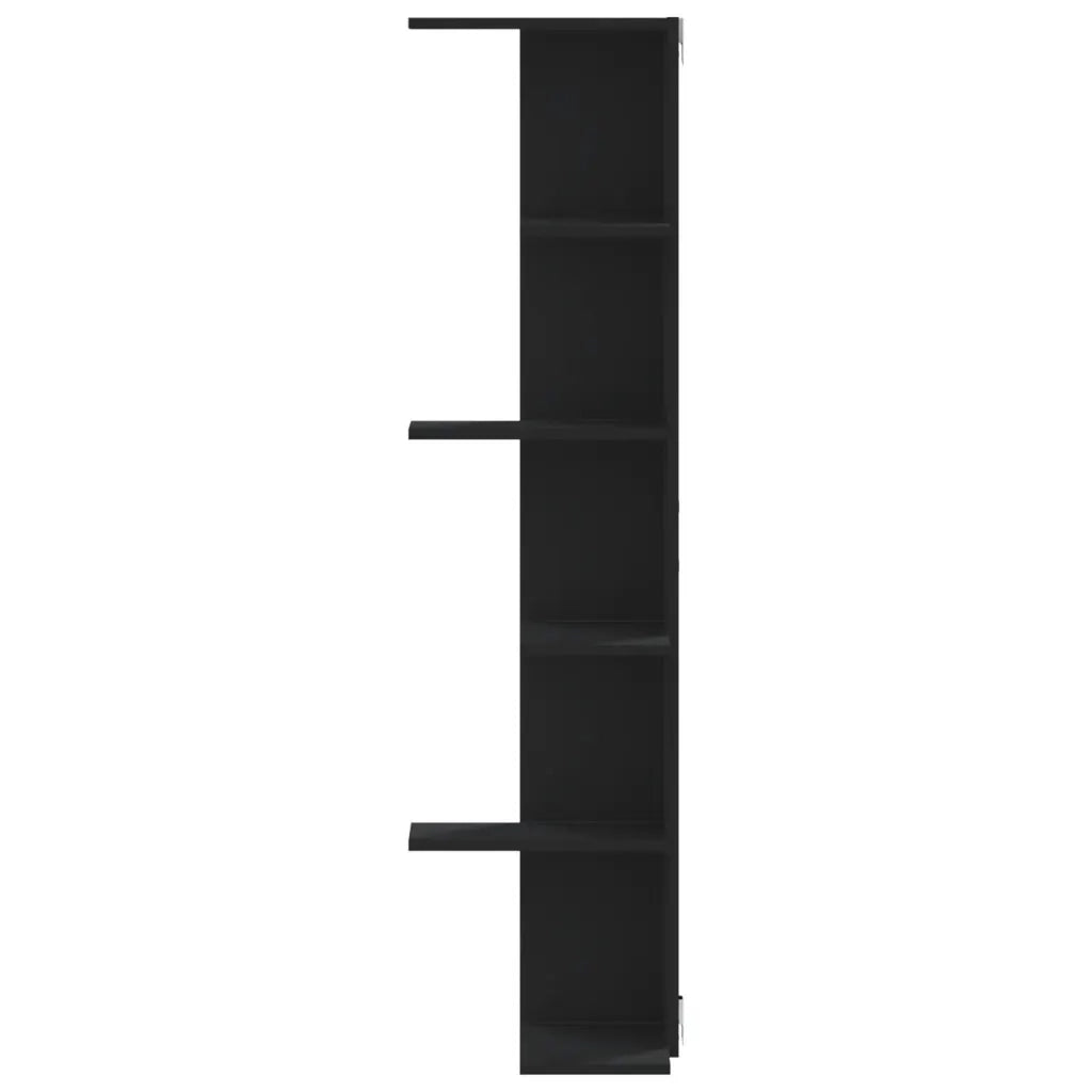 Scaffale Angolare Muro Nero 36,5x36,5x140 cm Legno Multistrato 852628