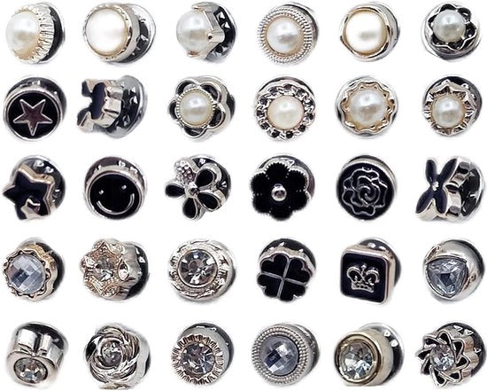Maglione da Donna con Broche e Bottone - 30 Pezzi di Bottone a Piatto con Perla per Abbigliamento - Decorazioni per Abbigliamento e Cappello DIY