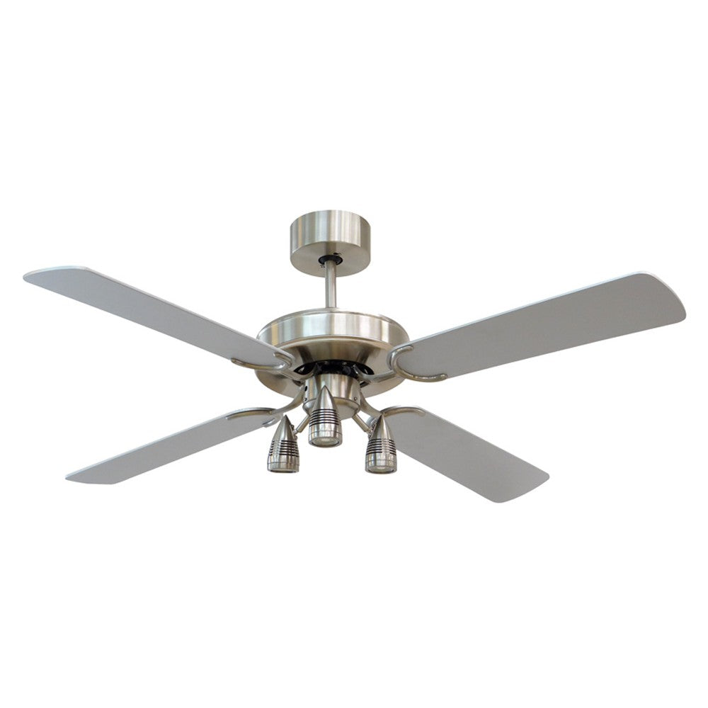 Ventilatore a Soffitto Moderno con 3 Luci a Faretto Lampadario 4 Pale 132 cm