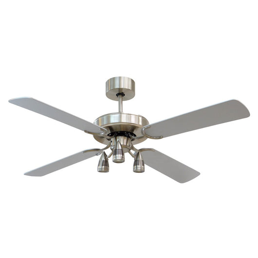 Ventilatore a Soffitto Moderno con 3 Luci a Faretto Lampadario 4 Pale 132 cm