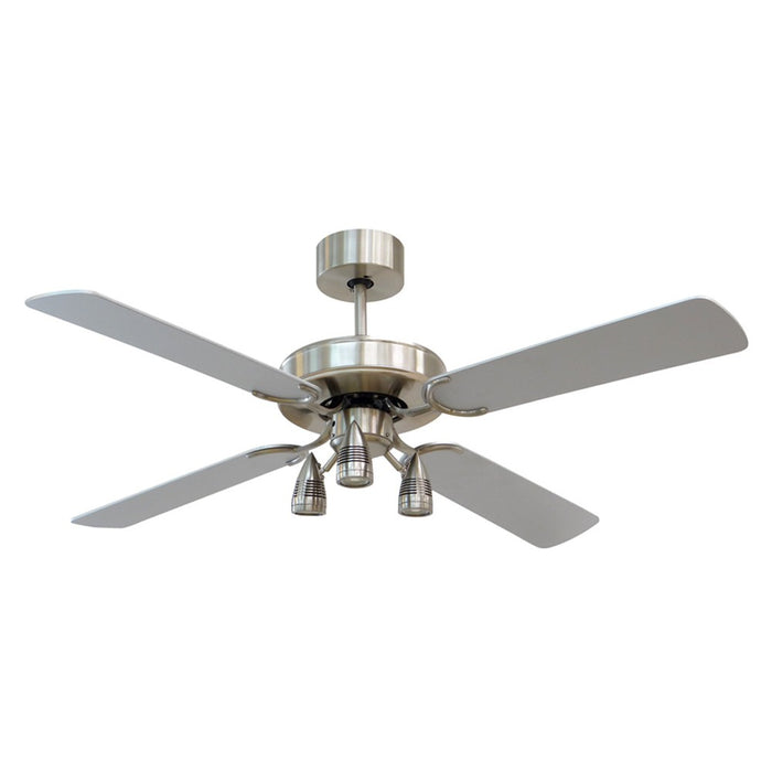 Ventilatore a Soffitto Moderno con 3 Luci a Faretto Lampadario 4 Pale 132 cm