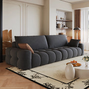 Divano modulare con chaise longue in tessuto, grigio scuro