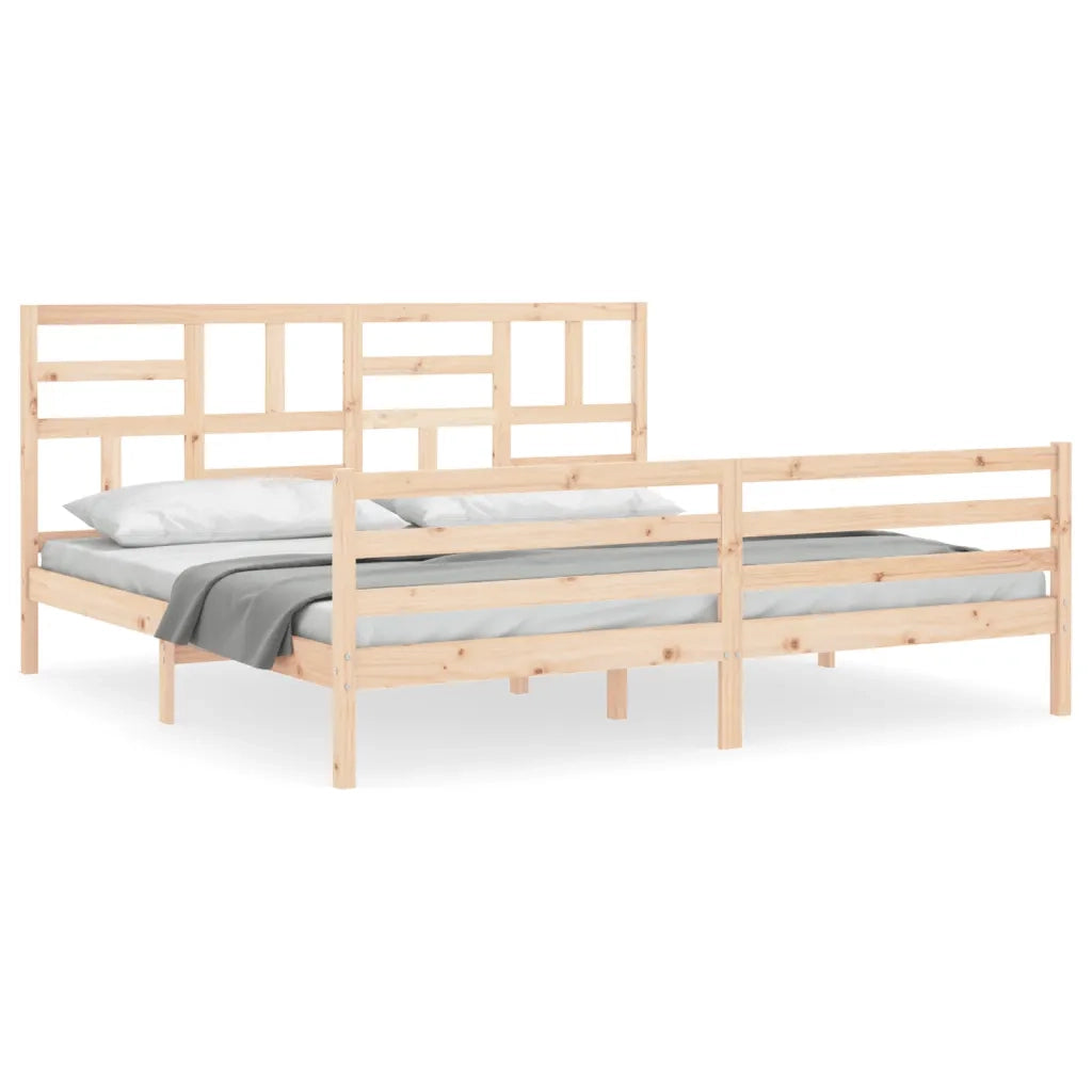 Giroletto con Testiera-Struttura Letto con testiera 200x200 cm in Legno Massello 573066