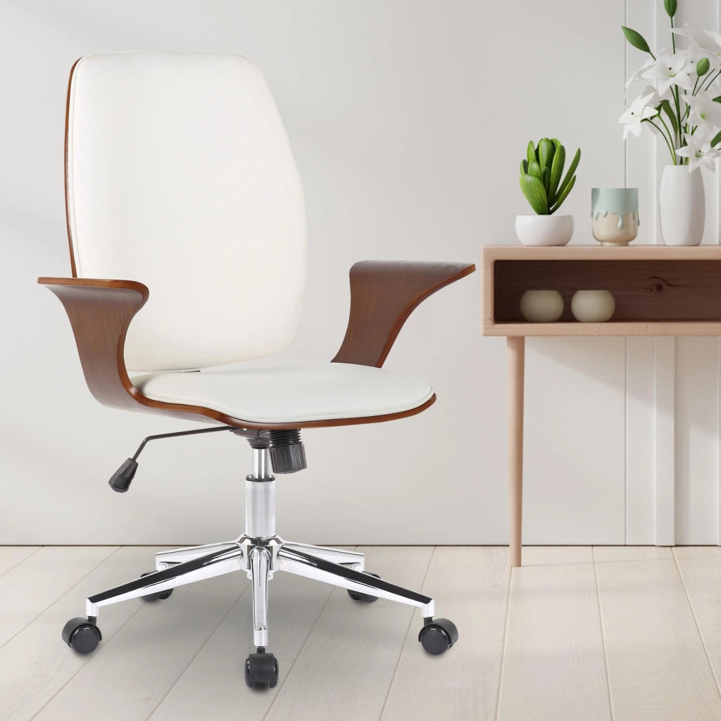 Sedia da ufficio Burbank con schienale Noce/bianco,Finta pelle