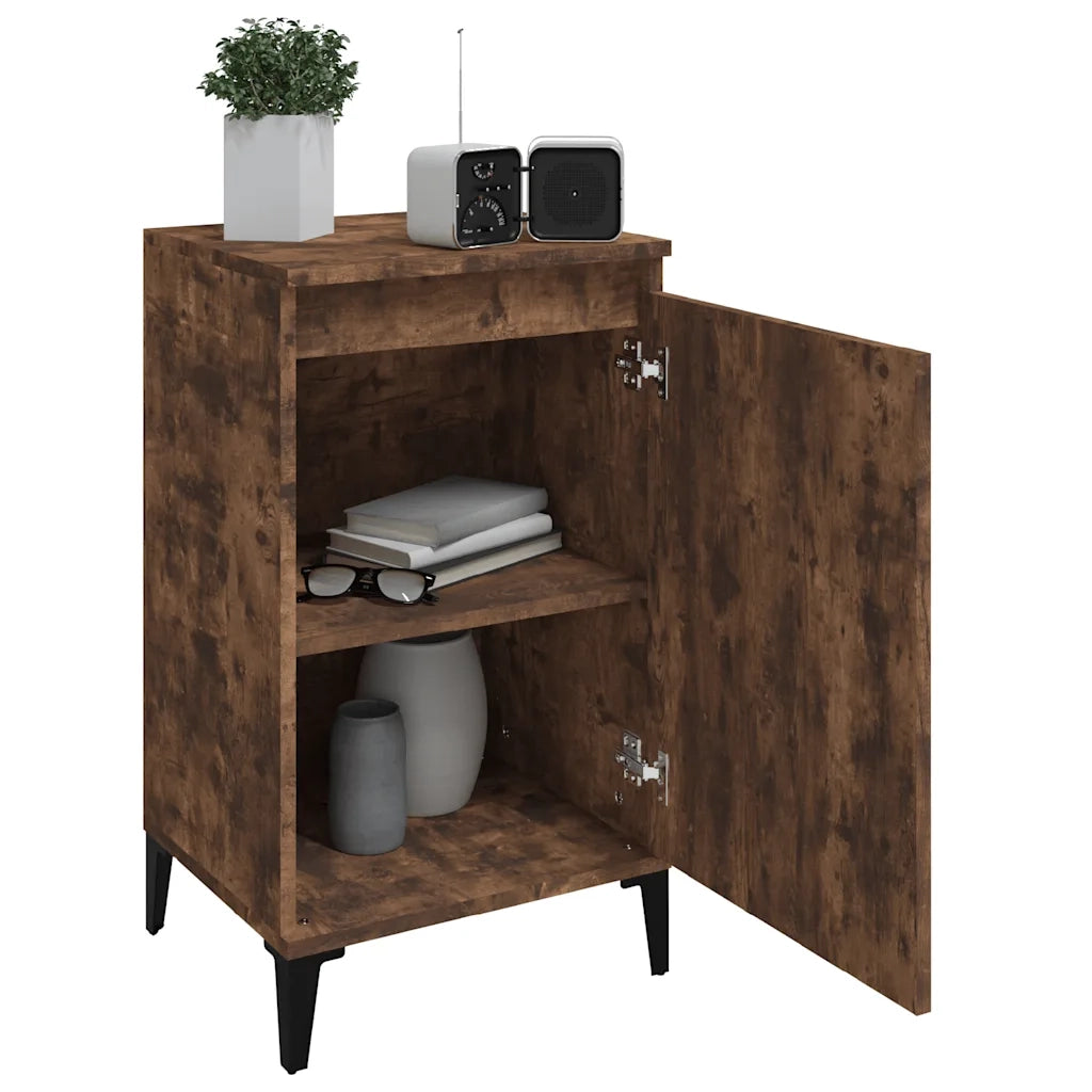 Comodini 2 pz Rovere Fumo 40x35x70 cm in Legno Multistrato 819655