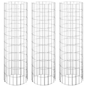 Fioriere | Cassetta per fiori | Vaso Gabbione Circolare 3 pz in Acciaio Zincato ?30x100 cm