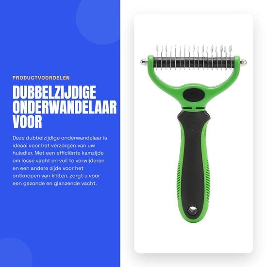 Onderwandelaar in acciaio inossidabile a doppia faccia - Hark/Utensile di cura - Piastrine a spazzola - Per gatti/cani - Sicuro e morbido - Rimozione efficace di aderenze - Spazzola per pelo
