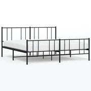 Letto matrimoniale | Letto per adulti | Giroletto con Testiera e Pediera Metallo Nero 183x213 cm