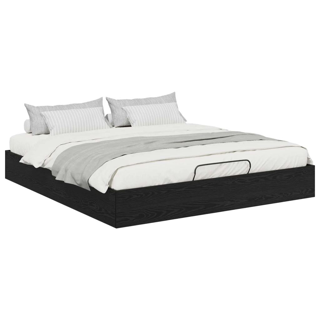 Letto ottomano con archiviazione Rovere Nero 203 x 180 x 25 cm 3409206