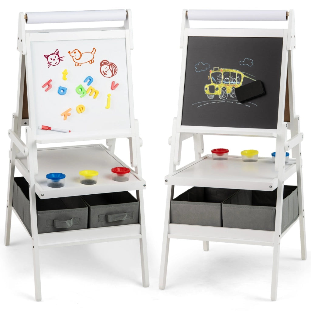 Cavalletto 3 in 1 per bambini, Cavalletto con doppia faccia magnetica e lavagna bianca Bianco-Cavalletti e lavagne bambini