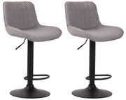 Set di 2 sgabelli da bar Lentini in tessuto grigio,nero