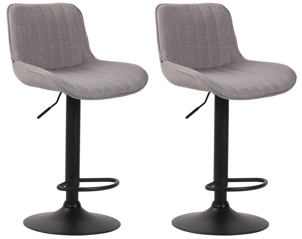 Set di 2 sgabelli da bar Lentini in tessuto grigio,nero