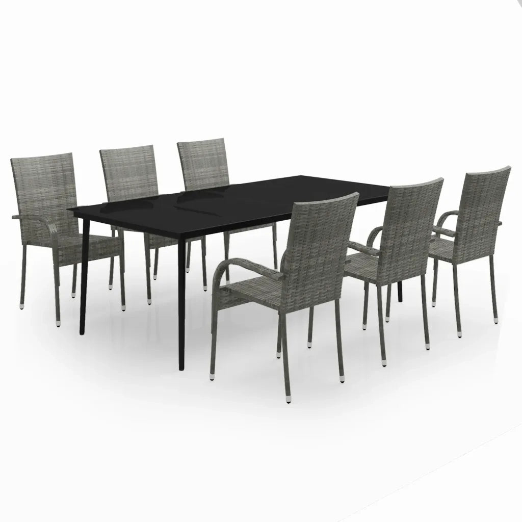 Set da Pranzo per Giardino 7 pz con Cuscini Grigio e Nero cod mxl 41910