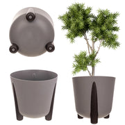 Vaso da fiori KADAX, coprivaso, con gambe, con inserto, moderno, grigio, 21 cm