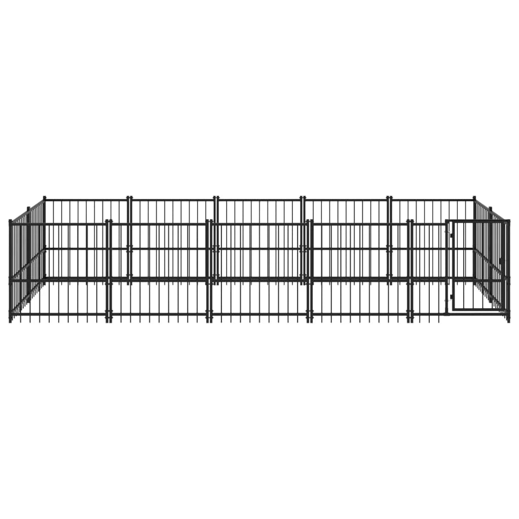 Gabbia per cuccia recinto per animali da esterno per cani in acciaio 9,38 m² nero 02_0041890