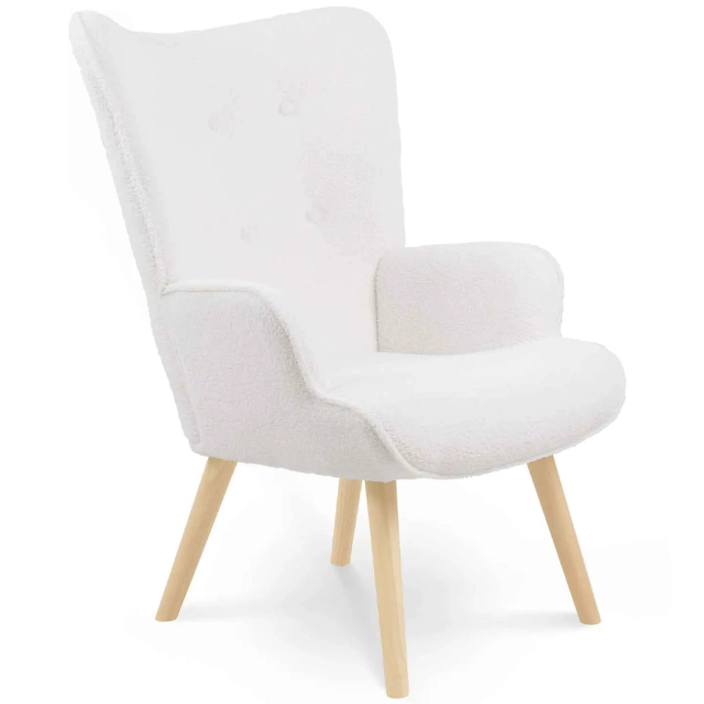 IDMarket - IVAR Poltrona scandinava in tessuto bouclette bianco