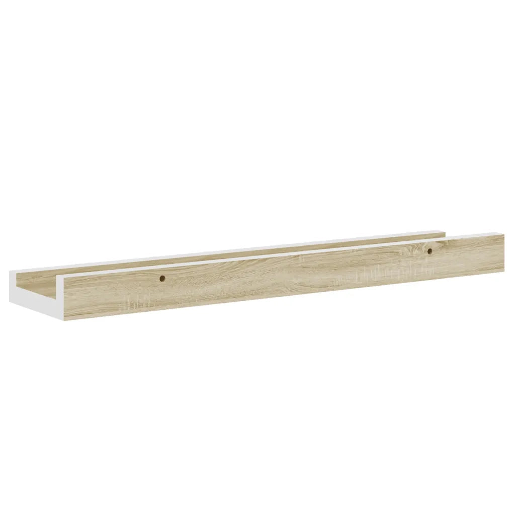 2 pz Mensole da Parete | Scaffali a Parete | Ripiano a parete Bianco e Rovere Sonoma 40x9x3 cm