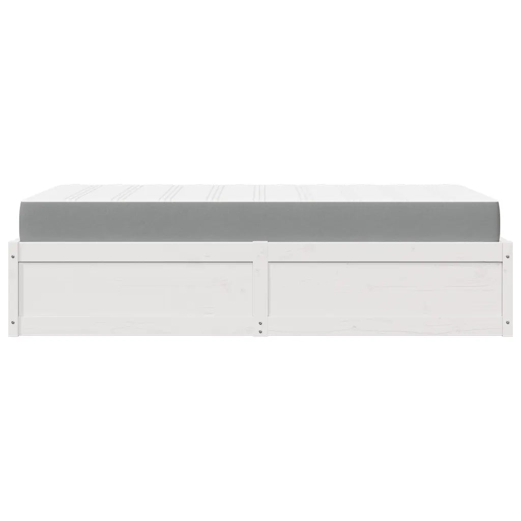 Letto con Materasso Bianco 90x190 cm in Legno Massello di Pino