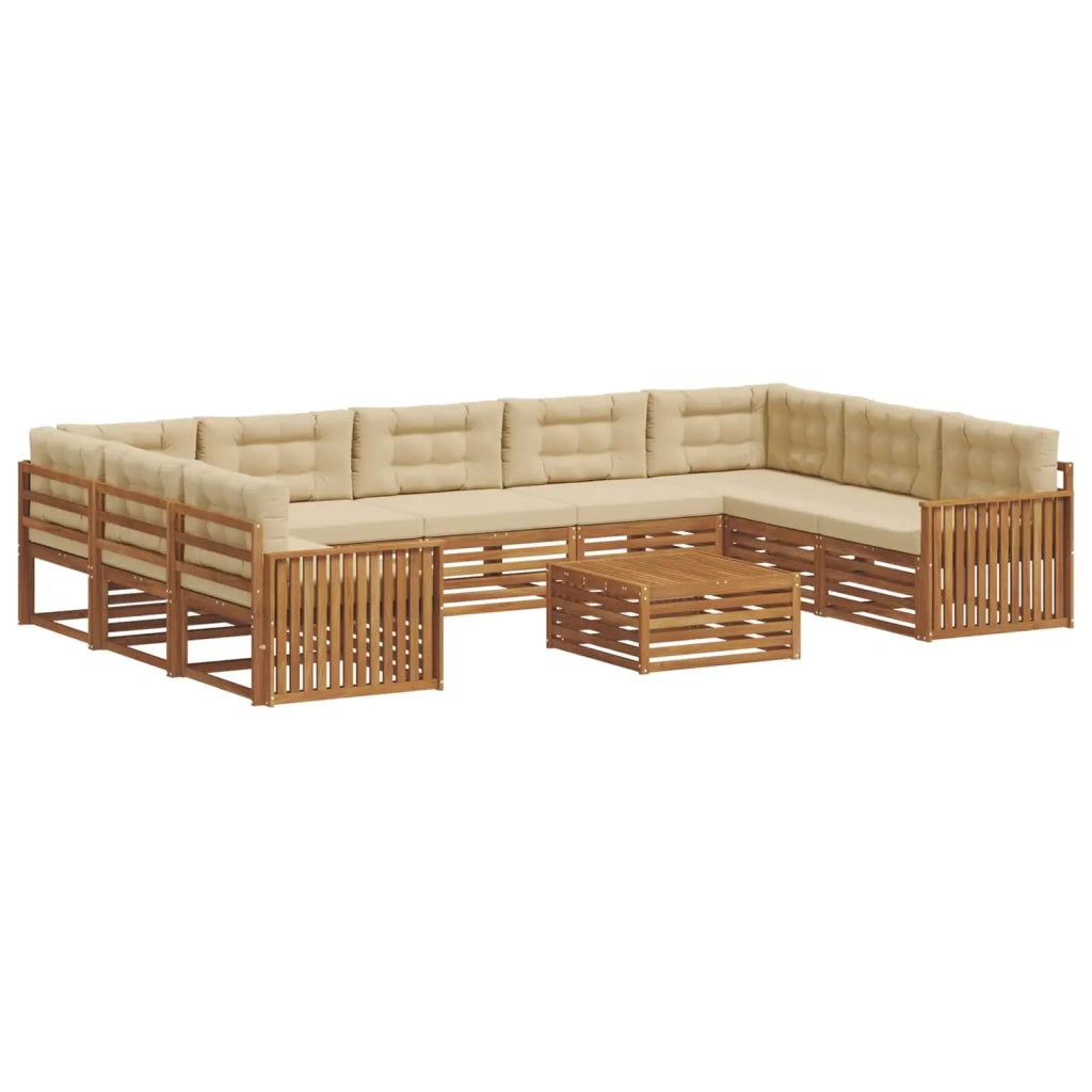 Set di divani da esterno con cuscino 10 pcs Naturale e Beige