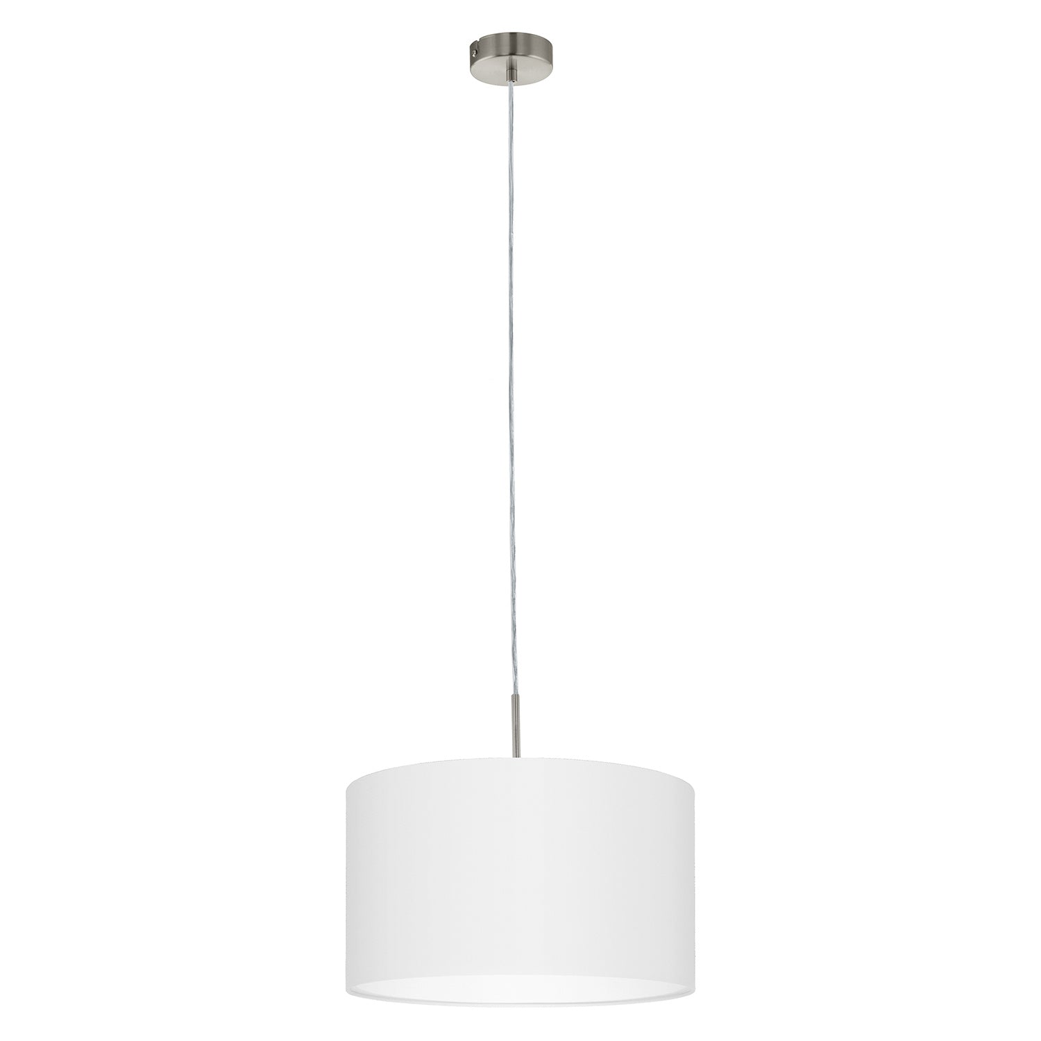 Lampadario A Sospensione Minimal Pasteri Acciaio Nichel Bianco 1 Luce E27