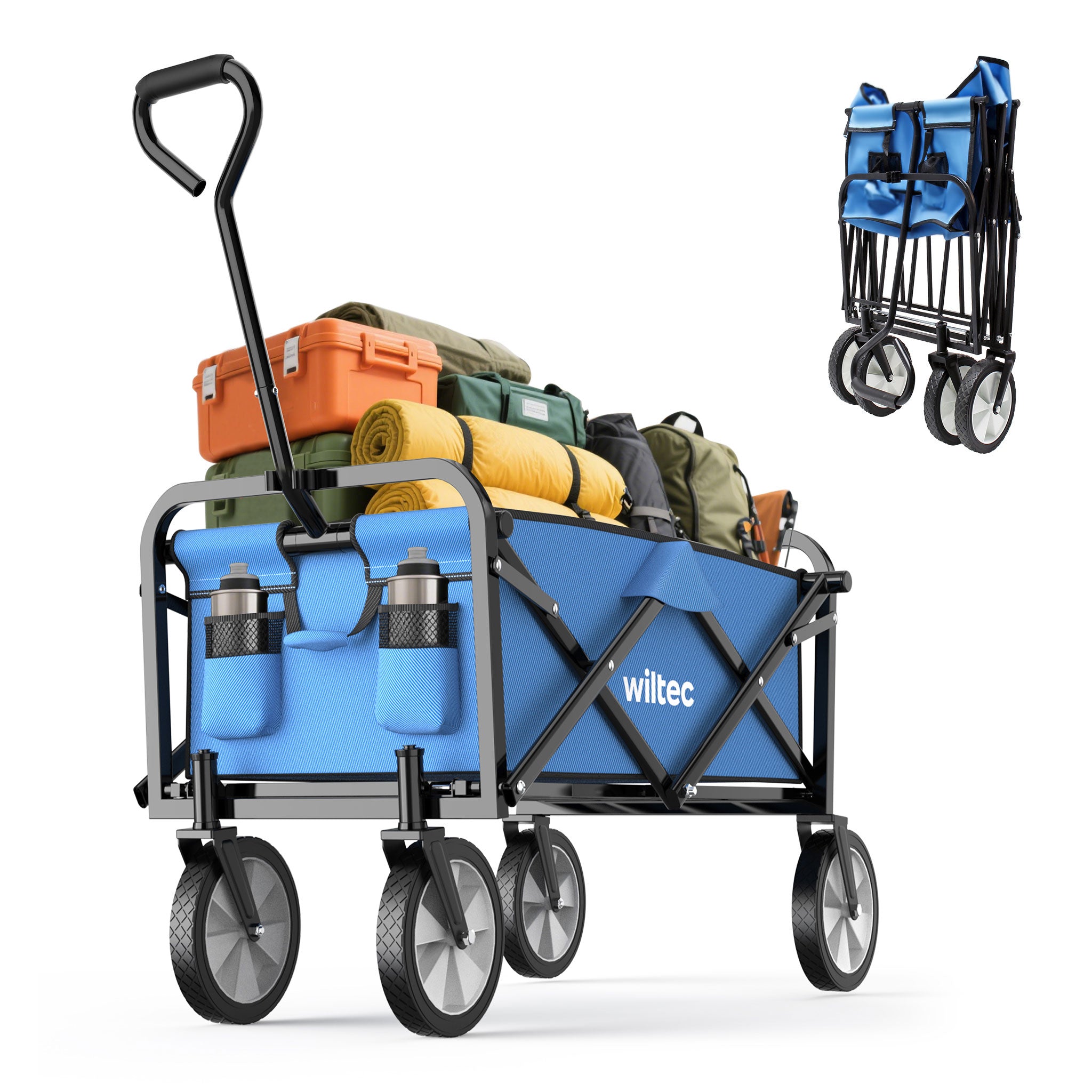 Carretto a mano pieghevole, max 68 kg, tessuto impermeabile blu, Carrello