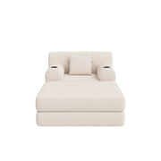 Poltrona letto 1 posto - con funzione letto e tasche laterali - in tessuto a coste beige