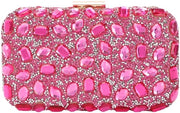 Borsa per Clutch per Donne con Cristalli e Pizzo per Abito da Sera, Portafoglio con Strass per Matrimonio, Rosa