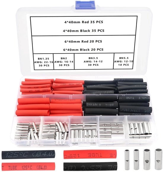 Kit di Fender non isolato - 210 pezzi - Connettori di cavo - Argento - F-connettori - Per applicazioni elettriche - Diverse misure
