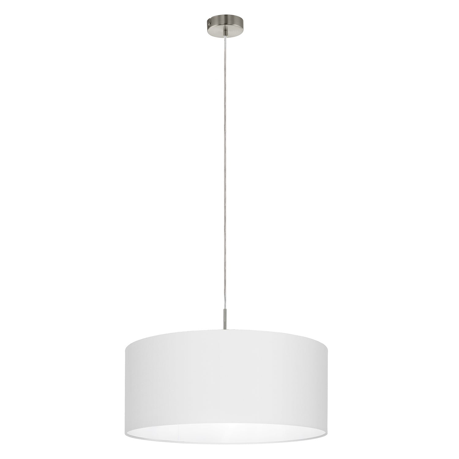 Lampadario A Sospensione Minimal Pasteri Grande Acciaio Nichel Bianco 1 Luce E27