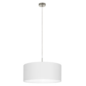 Lampadario A Sospensione Minimal Pasteri Grande Acciaio Nichel Bianco 1 Luce E27