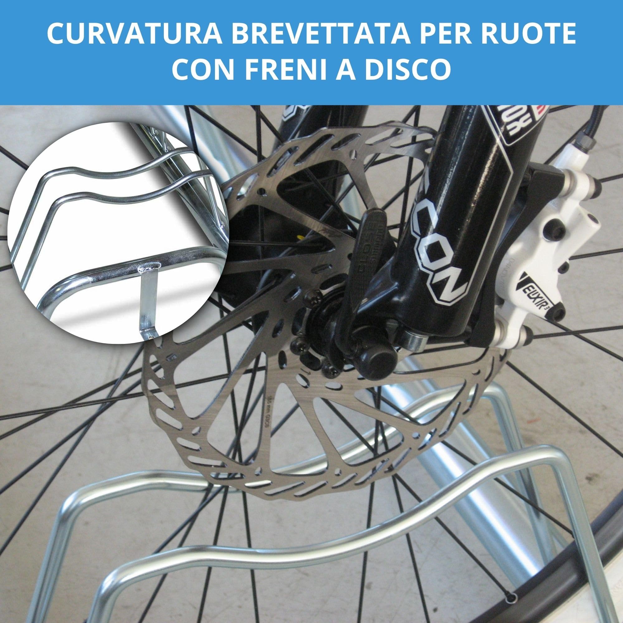 Andrys Rastrelliera Bici 7 Posti Alto/Basso per Freni a Disco Zincato Argento