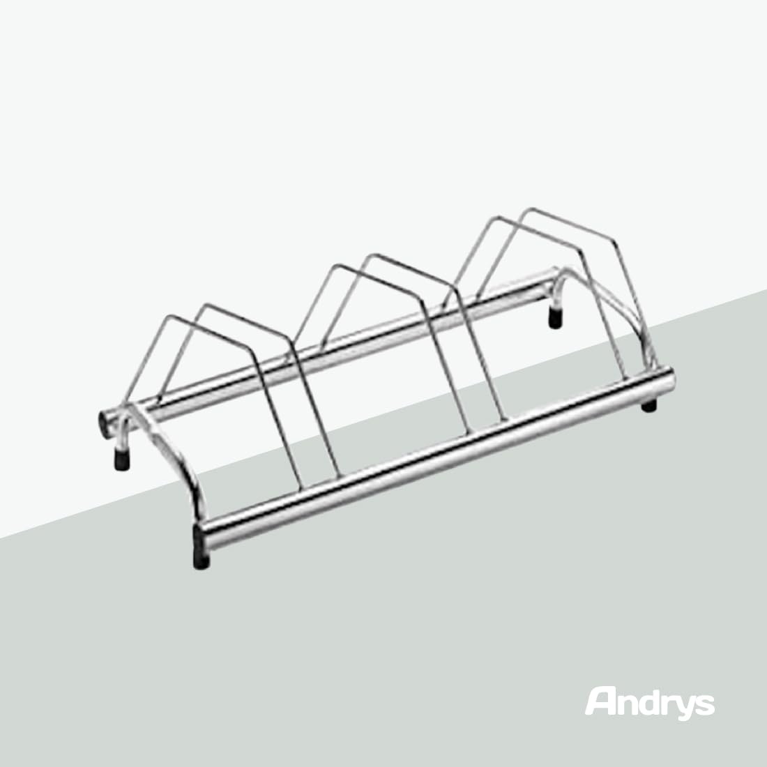 Andrys Rastrelliera Biciclette 3 Posti Inclinato con Tappi - Argento