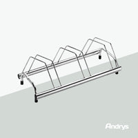 Andrys Rastrelliera Biciclette 3 Posti Inclinato con Tappi - Argento